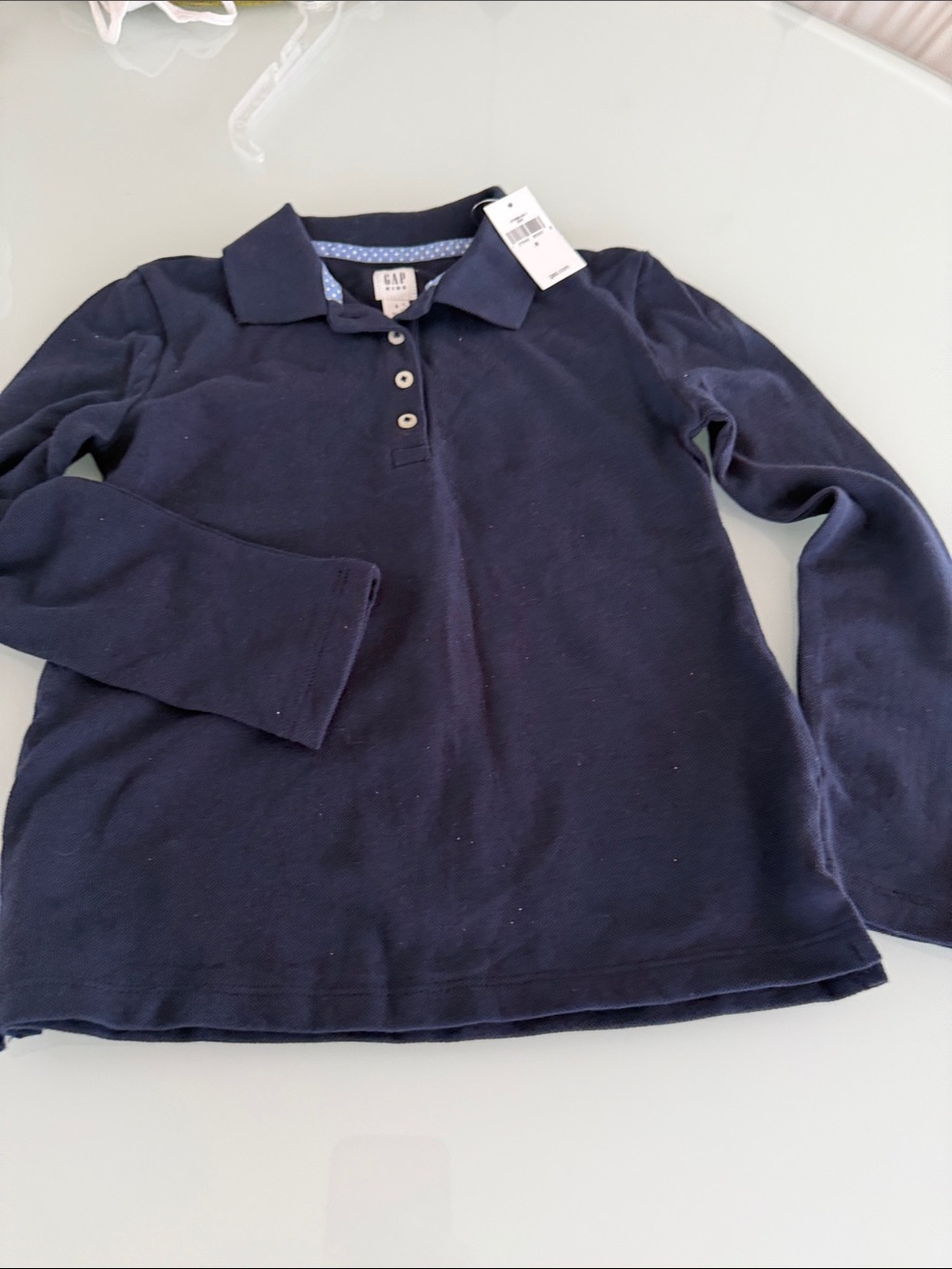 GAP Kids Navy Long-Sleeve Polo Top S